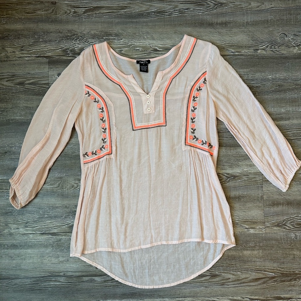 Light pink Embroidered Top